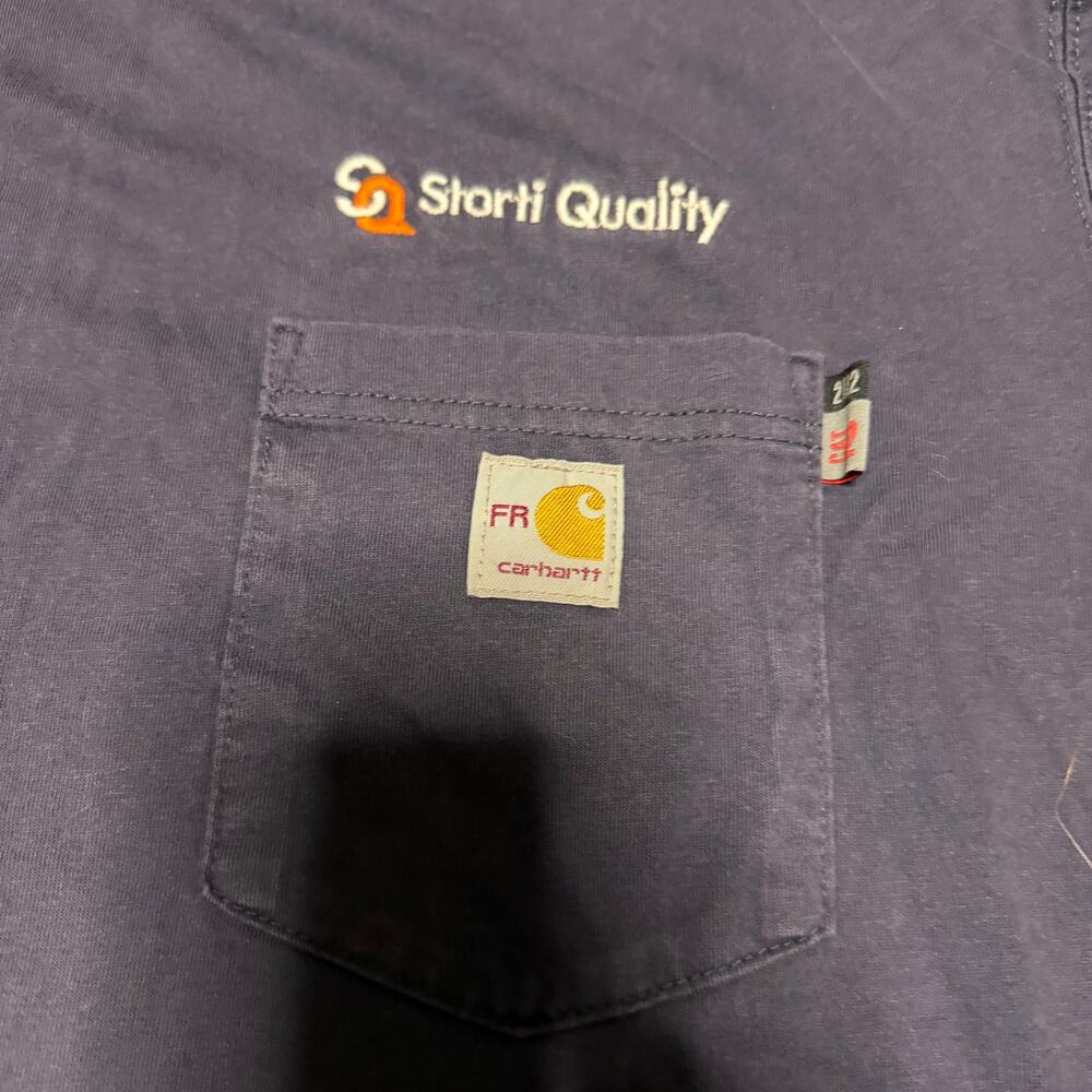 Carhartt Shirt Mens XXL Tall Fire Resistant Loose Fit Blue Pocket Long sleeve - Picture 2 of 8